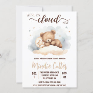 Cloud Nine, Schlafteddy Bear Baby Dusche Einladung