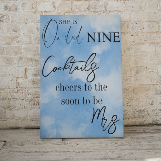 Cloud Nine Sky Blue Watercolor Brautparty Drink Poster (Von Creator hochgeladen)