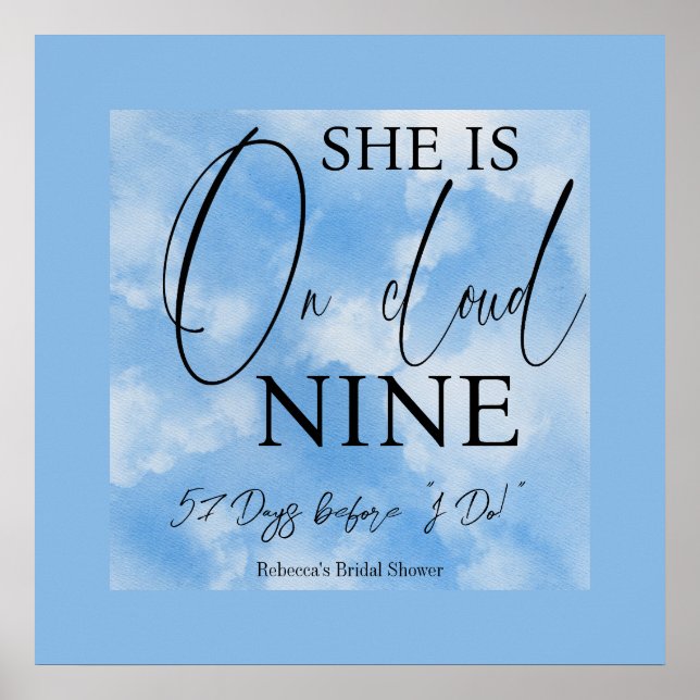 Cloud Nine Sky Blue Watercolor Brautparty Poster (Vorne)