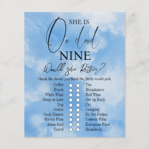 Cloud Nine Watercolor Sky Blue Brautparty Game