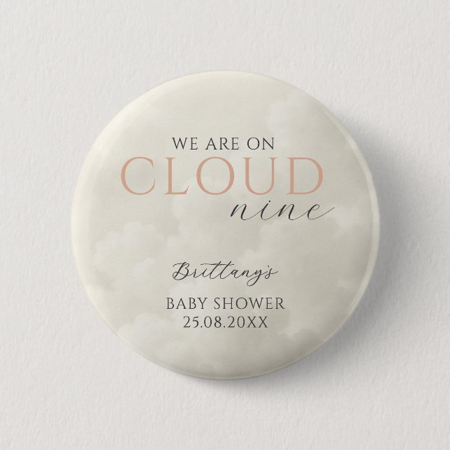 Cloud Nine White Clouds Babydusche Button (Vorderseite)