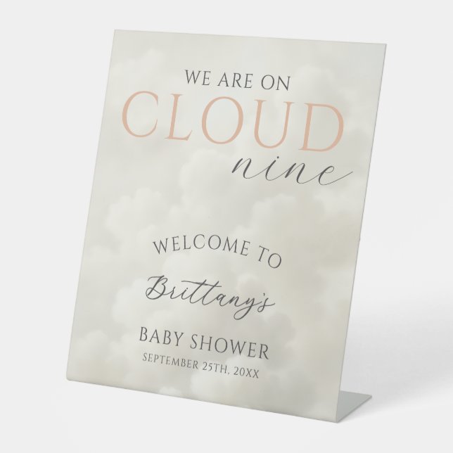 Cloud Nine Wolken Baby Shower Willkommen Sockelschild (Vorderseite)