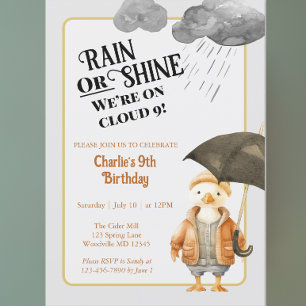 Cloud Nine Woodland Animal Ninth Birthday Einladung