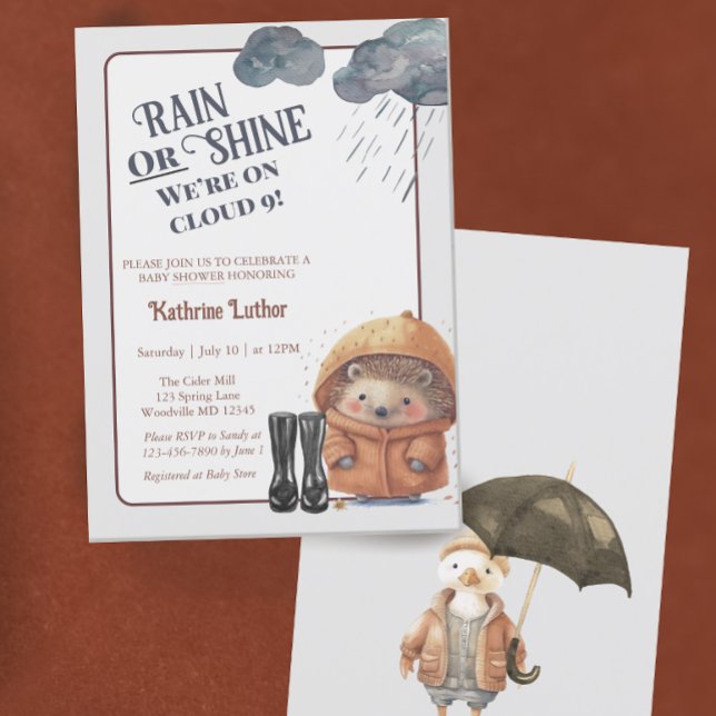 Cloud Nine Woodland Igel Baby Shower Einladung (Von Creator hochgeladen)