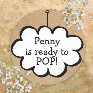 Cloud on String Kraft Bereit zum POP Babydusche Runder Aufkleber