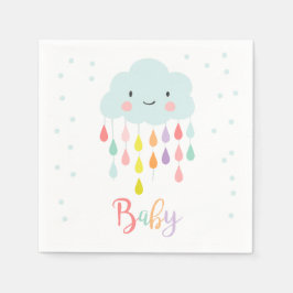 Cloud Paper Napkin Baby Sprinkle Raindrops Dusche Serviette
