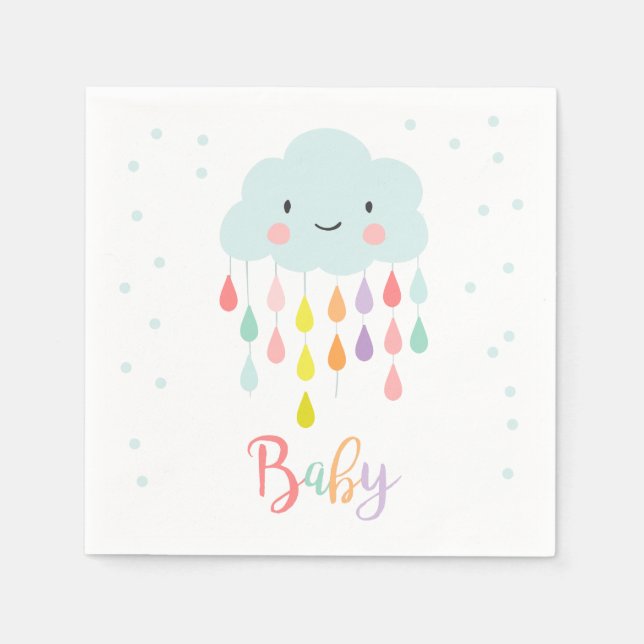 Cloud Paper Napkin Baby Sprinkle Raindrops Dusche Serviette (Vorderseite)