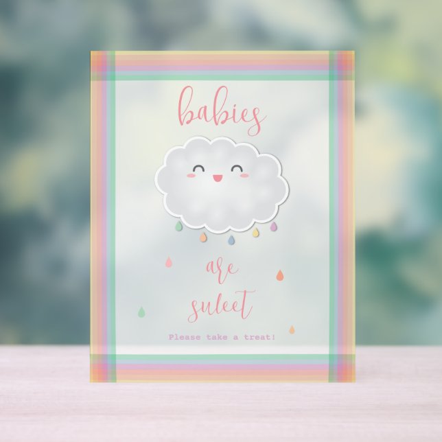 Cloud Raindrops Babys sind Sweet Leckerei Baby Sho Acrylschild (Neutral)
