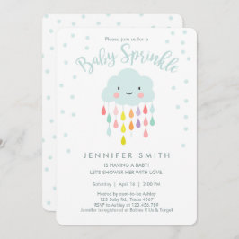 Cloud Raindrops Rainbow Neutral Baby Sprinkle Einladung