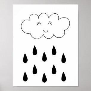 Cloud & Regentropfen Poster Kinderzimmer Kinderzim