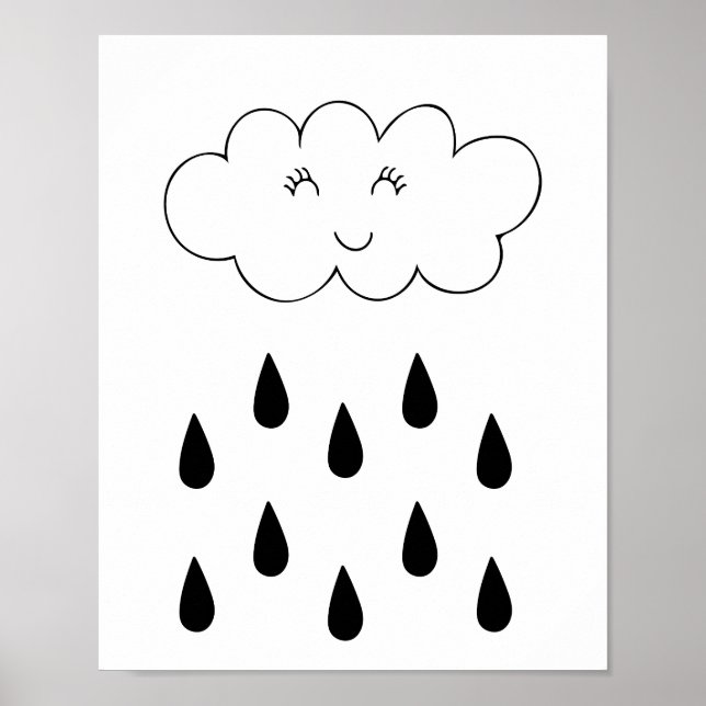 Cloud & Regentropfen Poster Kinderzimmer Kinderzim (Vorne)