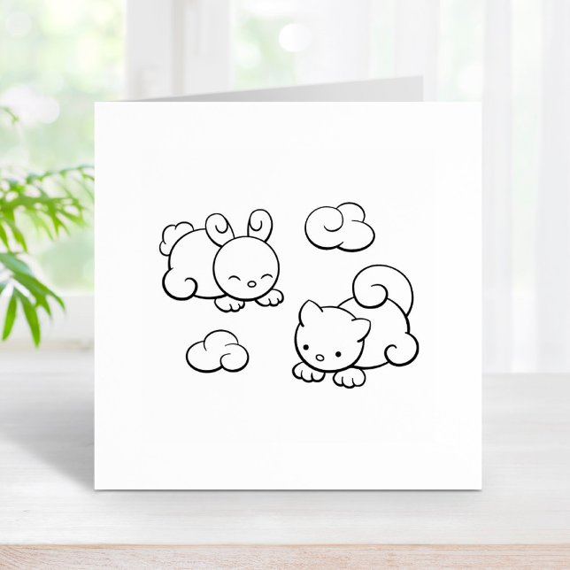 Cloud Shapes Bunny Cat Gummistempel (Von Creator hochgeladen)