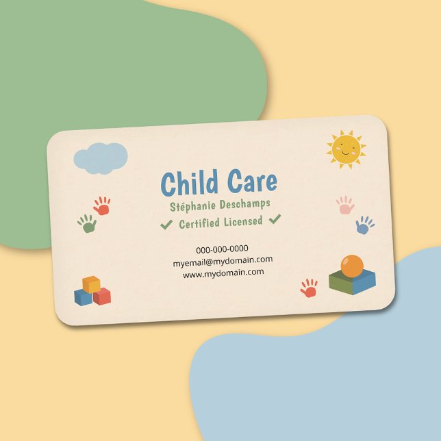 Cloud & Smiling Sun - Kinderbetreuung Visitenkarte (Cloud & Smiling Sun - Child Care Business Card)