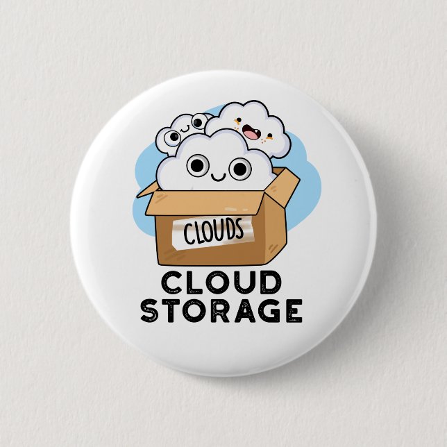 Cloud Storage Funny Weather Technology Puff Button (Vorderseite)