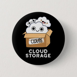 Cloud Storage Funny Weather Technology Puff Dark B Button