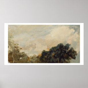 Cloud-Studie mit Bäumen, 1821 (Öl auf Papier geleg Poster