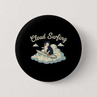 Cloud-Surfing-Pinguin - Whimsical Sky Rider Fun Button