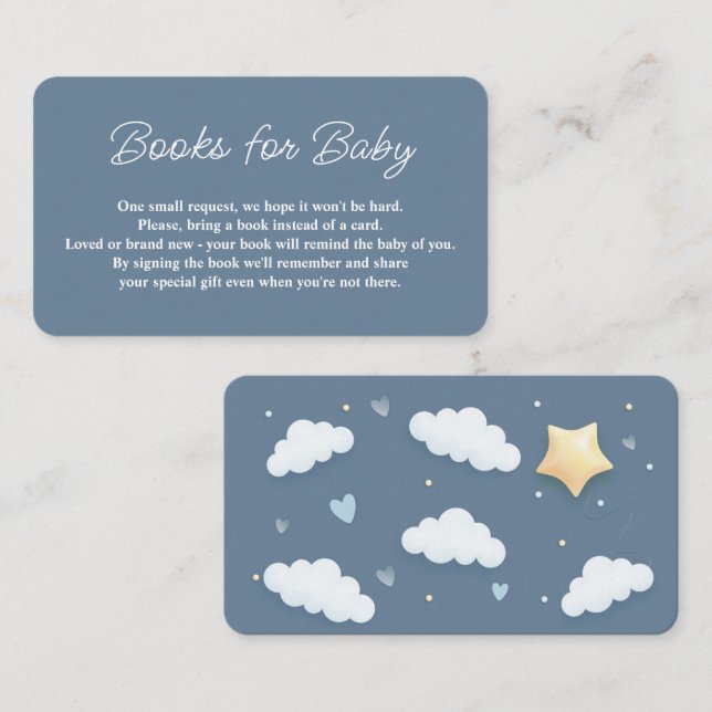 Cloud Theme Baby Dusche Blue Book Request Begleitkarte (Vorne/Hinten)