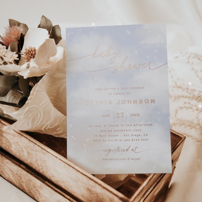 Cloud Themed Baby Dusche Folieneinladung (Von Creator hochgeladen)