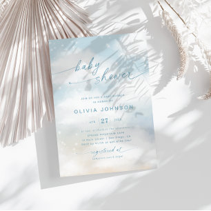 Cloud Themed Baby Dusche Vibranly Blue Einladung