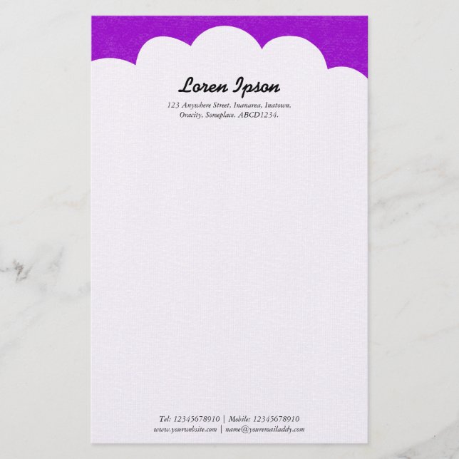 Cloud Top - Lila Briefpapier (Vorderseite)