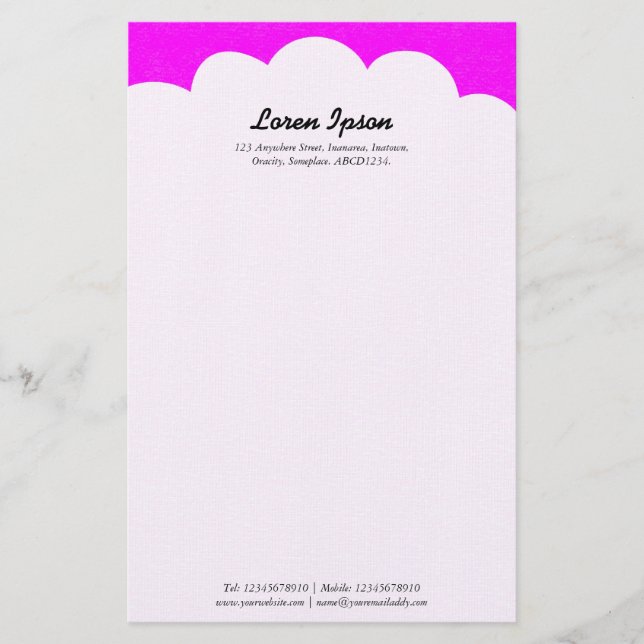 Cloud Top - Magenta Briefpapier (Vorderseite)