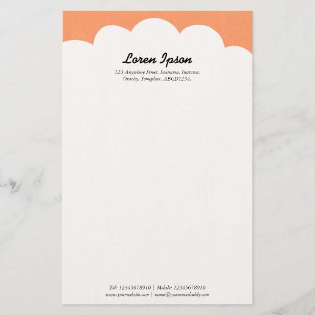 Cloud Top - Peach Briefpapier (Vorderseite)