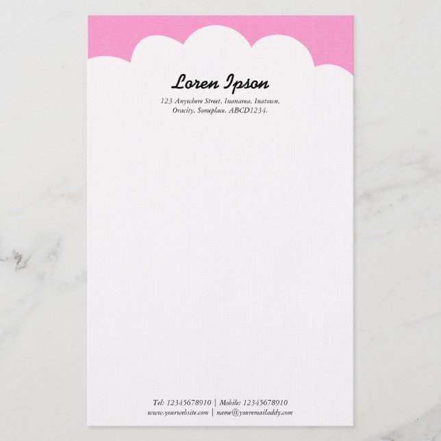 Cloud Top - Rosa Briefpapier (Vorderseite)
