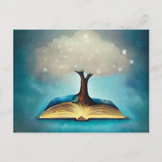 Cloud Tree & Open Book Postkarte