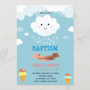 Cloud und Eiskrem Taufthema Einladung