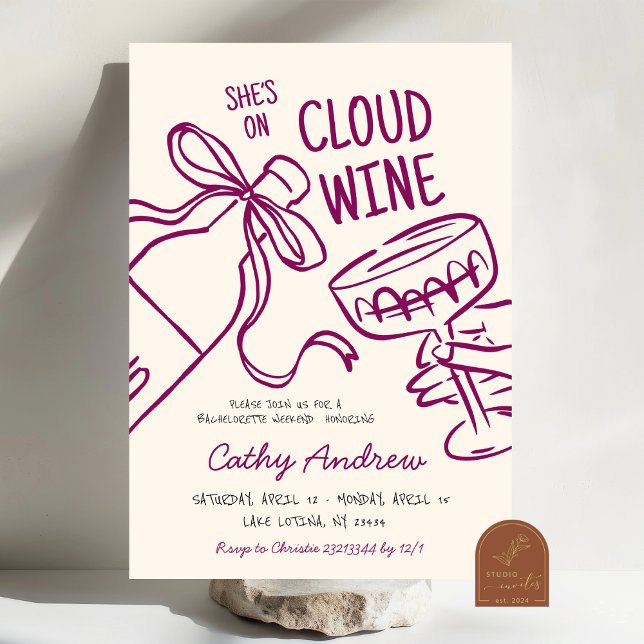 Cloud Wine Bachelorette Wochenende Einladung (Von Creator hochgeladen)