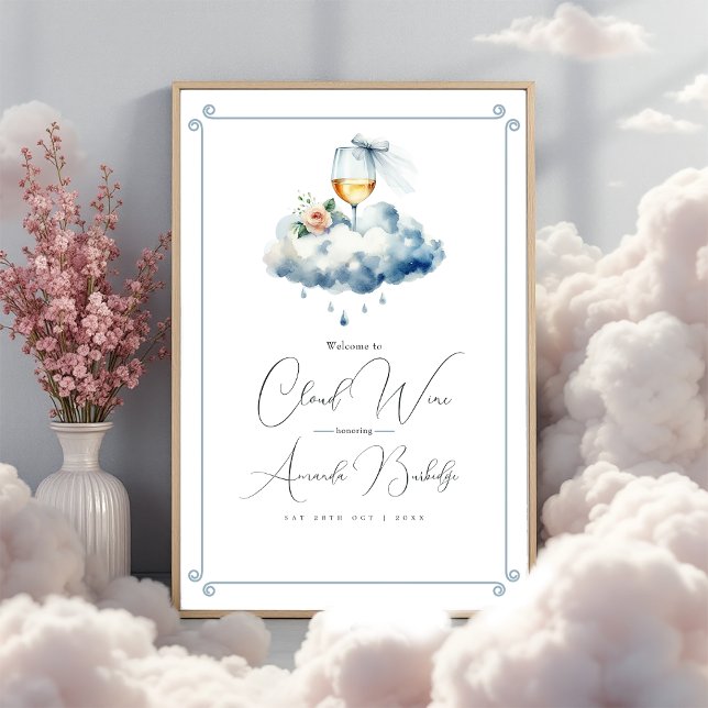 Cloud Wine Brautparty Willkommen Poster (Cloud Wine Bridal Shower Welcome Poster)
