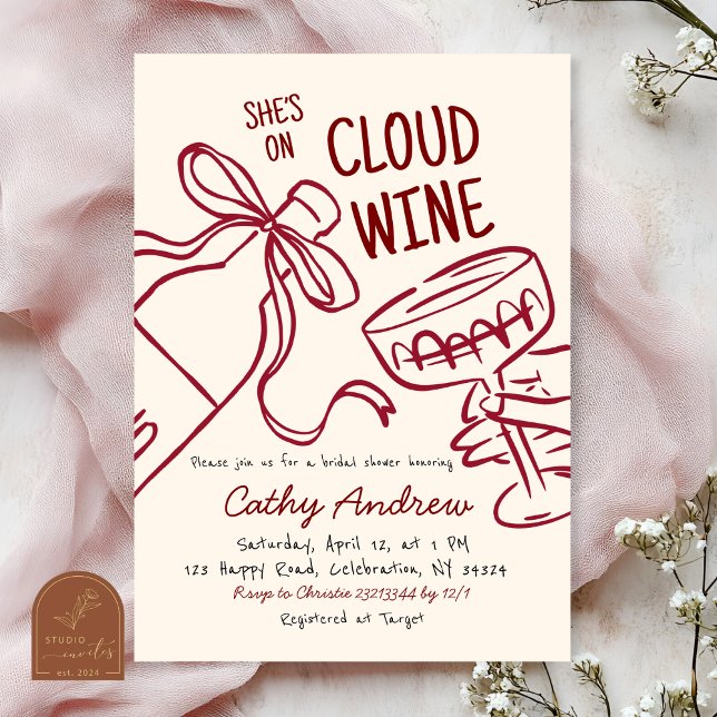 Cloud Wine Hochzeitsdusche Einladung (Von Creator hochgeladen)