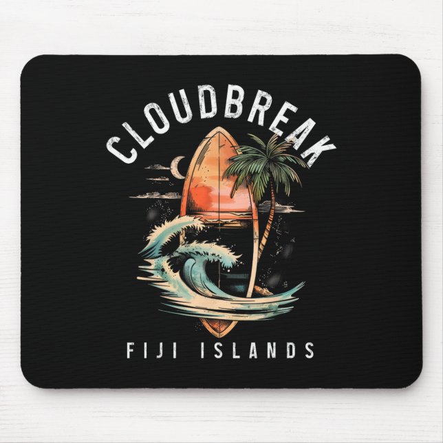 Cloudbreak Fidschi-Inseln Surf Vintage-Surfen Surf Mousepad (Vorne)
