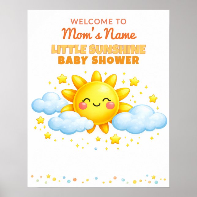 Clouds and Stars Baby Shower Welcome Sign Poster (Vorne)