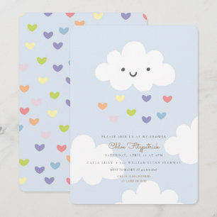 Clouds Baby Dusche Einladung Blue