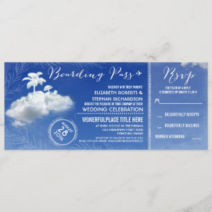 Clouds Beach Boarding Pass Hochzeitstickets Einlad Einladung