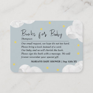 Clouds Blue Gray Boy Books Baby Dusche Visitenkarte