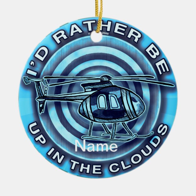 Clouds Blue Helicopter Keramik Ornament (Vorne)