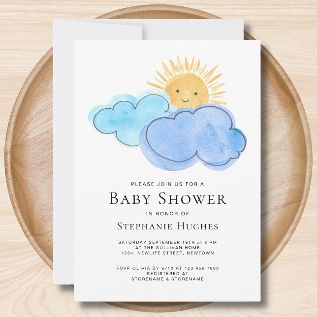 Clouds Boy's Baby Shower Einladung (Von Creator hochgeladen)