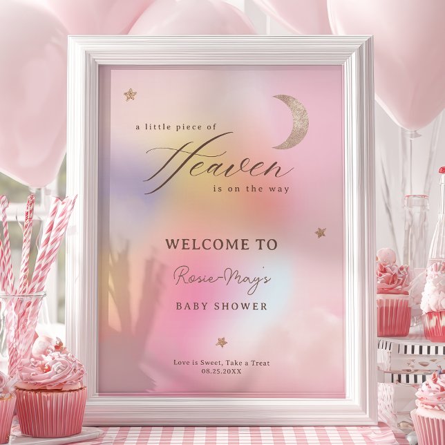 Clouds Heaven Holographic Baby shower Welcome Poster (Clouds Heaven Holographic Baby shower Welcome Poster)