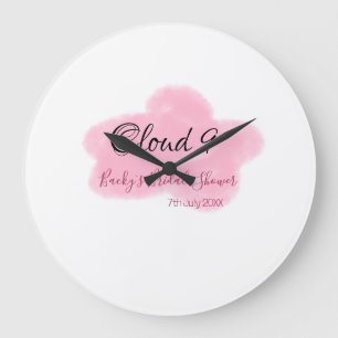 Clouds neun rote Pastell-Brautparty Namendatum Große Wanduhr