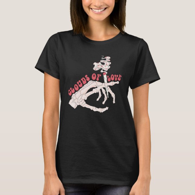 Clouds of Skeleton Groovy Vibes Happy Valentine's  T-Shirt (Vorderseite)