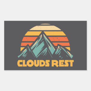 Clouds Rest Mountain Yosemite Retro Türkis Rechteckiger Aufkleber