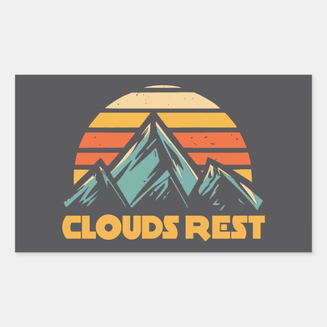 Clouds Rest Mountain Yosemite Retro Türkis Rechteckiger Aufkleber (Vorderseite)