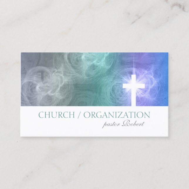 Clouds & Sky Lighted Cross Religious Business Card Visitenkarte (Vorderseite)