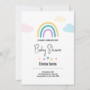 Clouds & Stars Rainbow Baby Baby Showdusche Invita Einladung