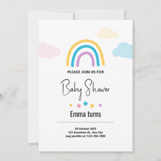 Clouds & Stars Rainbow Baby Baby Showdusche Invita Einladung