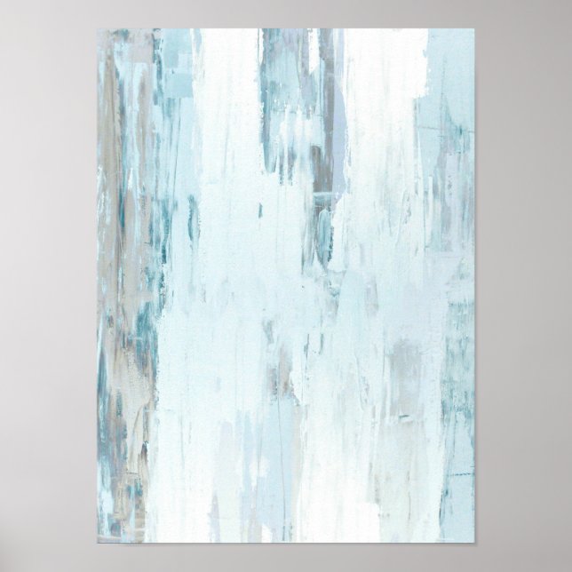 "Cloudy" Aquamarine und beige Abstrakte Kunst Poster (Vorne)
