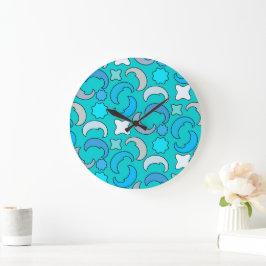 Cloudy Blue Moon Große Wanduhr